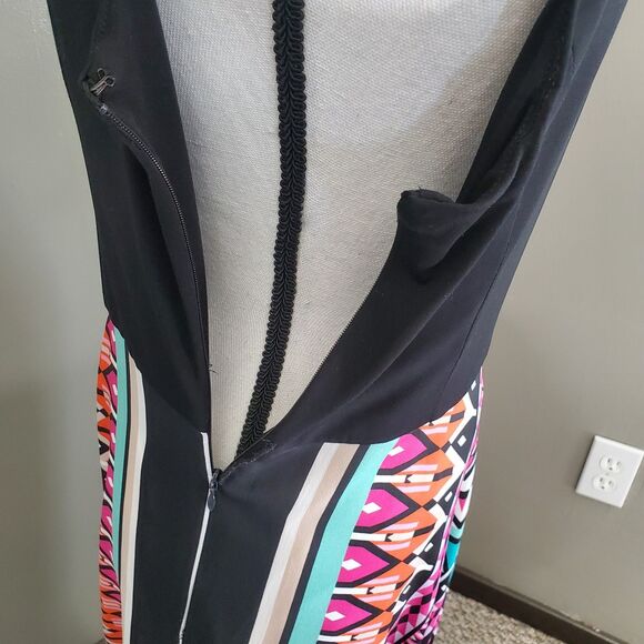 Eliza J Maxi Dress Women's Size 8 Sleeveless Scarf Geometric Print Flowy READ - Picture 12 of 15
